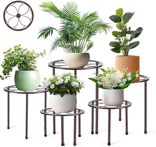 5 Pack Metal Plant Stand, Anti-Rust Iron Plant Stands by Amoot