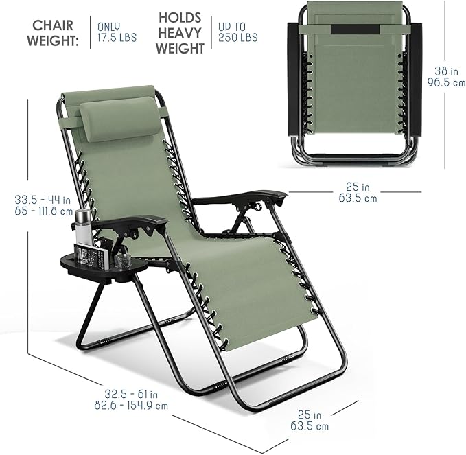 Nestl Zero Gravity Chairs Set of 4, Patio Lounge Chair Outdoor - Image 3