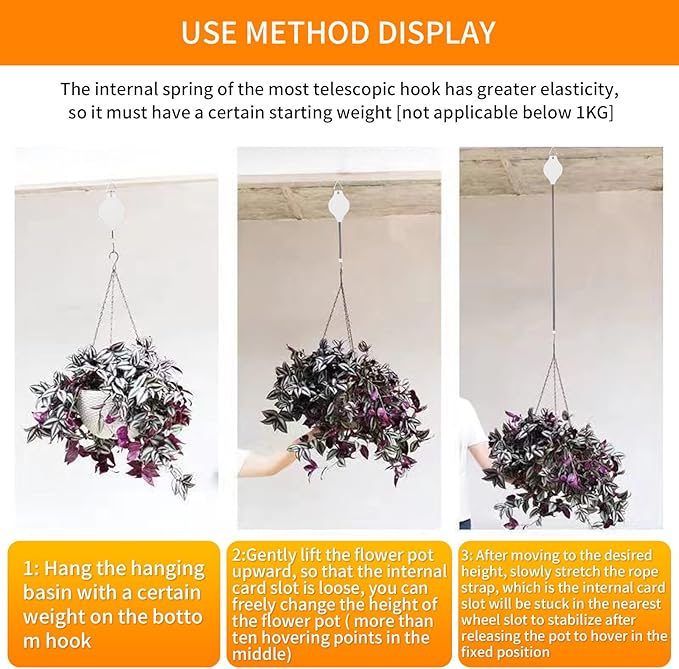 5PCS Adjustable Retractable Plant Pulley Hangers - Image 3