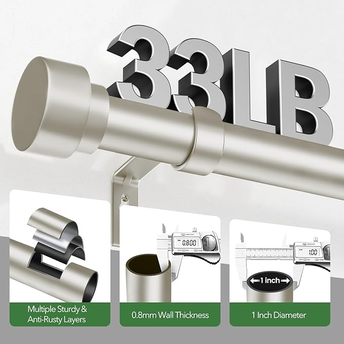 Time Forest Curtain Rods for Windows 48 to 84, 1 Inch Adjustable Heavy Duty - Image 4