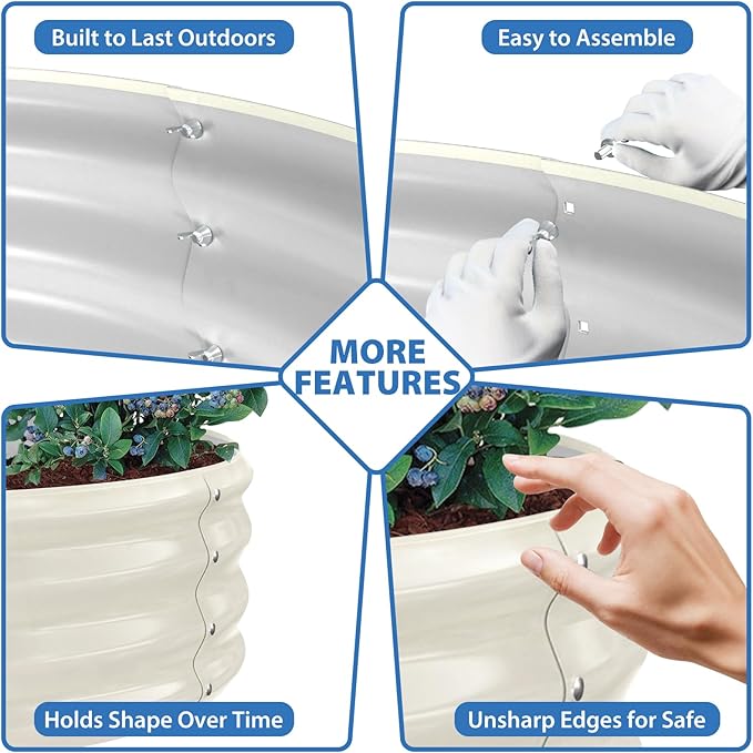 Round Galvanized Raised Garden Bed, Flowers & Herbs, Heavy Duty Rust-Resistant - Image 6