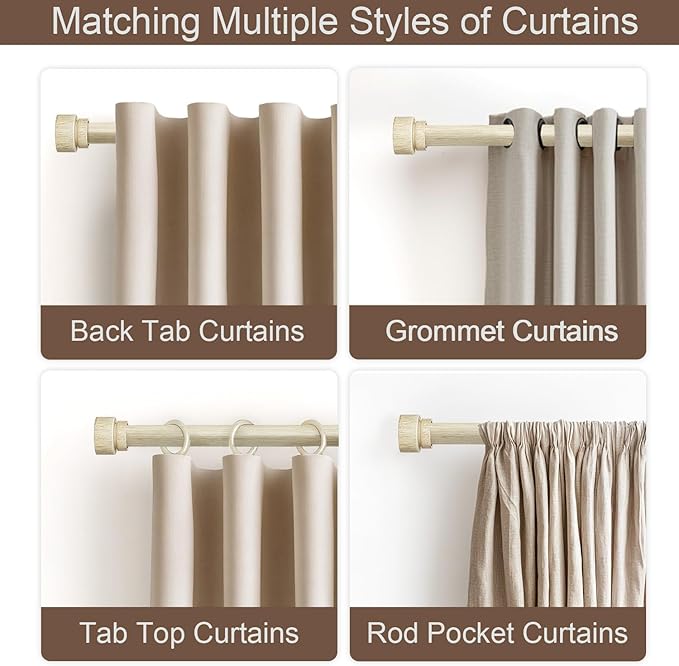 Antique White Curtain Rods for Windows 48 to 84 Inches Heavy Duty Adjustable 1" - Image 3