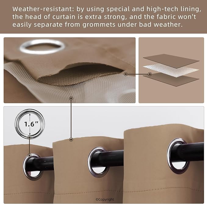 Waterproof Outdoor Curtain W84 x L120 - Image 3