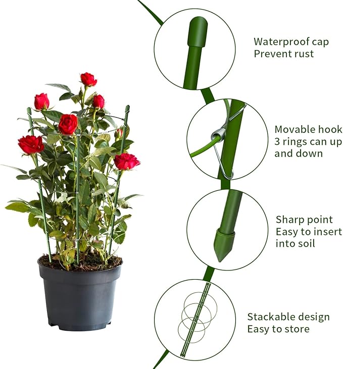 4 Pack Tomato Cage for Garden Plant Support, 24 inches Small Tomato Cages - Image 4