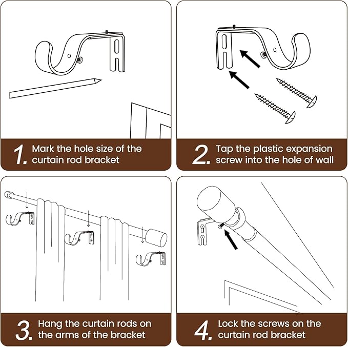 1” Diameter Curtain Rods Itself is 30 to 90 inch 1 Pack Fit 30-84 inch Window - Image 5