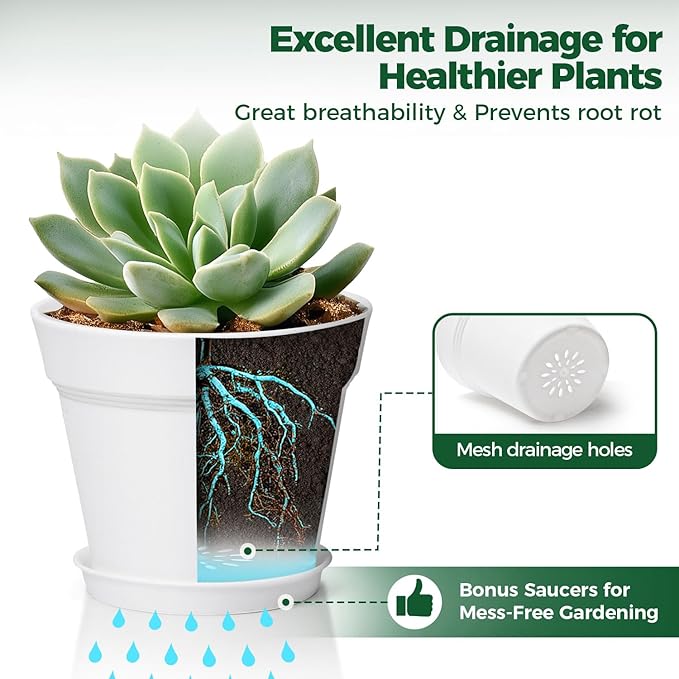 T4U Flower Pots 18-Pack, 5 Inch Plant Pot - Image 4