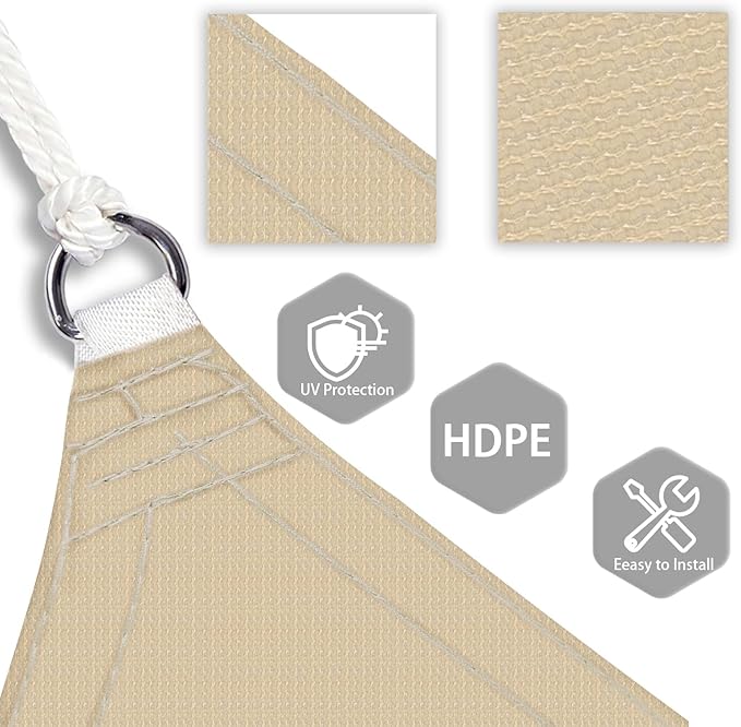 Patio Paradise 22' x 22' x 22' Sun Shade Sail Triangle Canopy Shade Cloth - Image 3