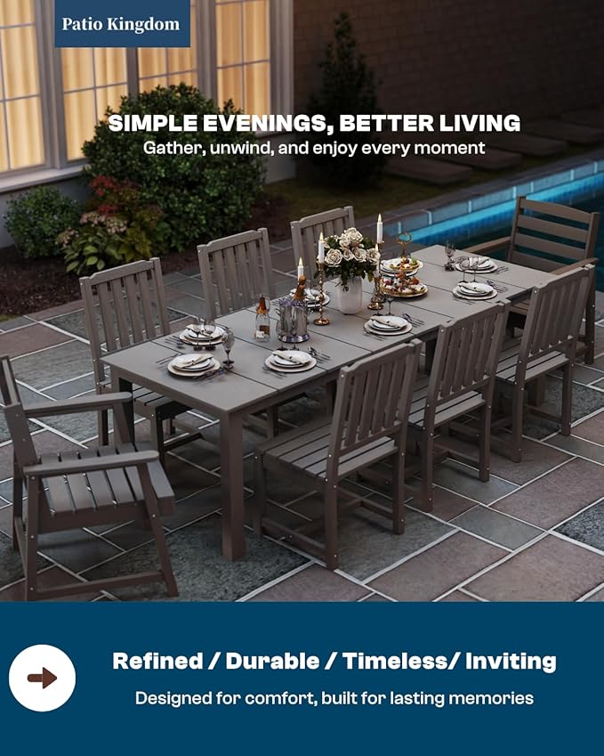 9-Piece Grey Outdoor Dining Set - Image 8