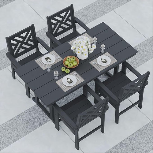 5-Piece Outdoor Dining Set, HDPE All-Weather Patio Table and Chairs Set by BIVODA