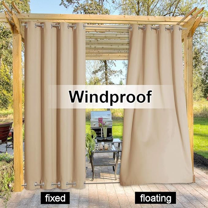 NICETOWN Outdoor Curtain for Patio Waterproof, Rustproof Grommet Top and Bottom - Image 4