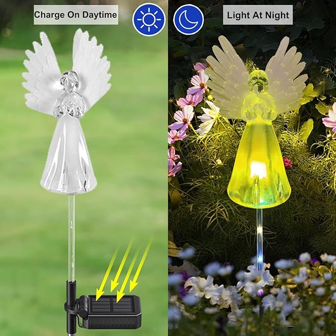 4 Pack Solar Angel Lights Outdoor Decor, Decorative Color Changing Waterproof - Image 3