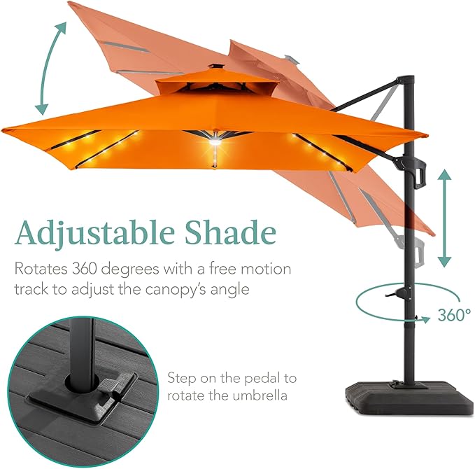 Best Choice Products 10x10ft Cantilever Patio Umbrella w/Base Included - Image 4