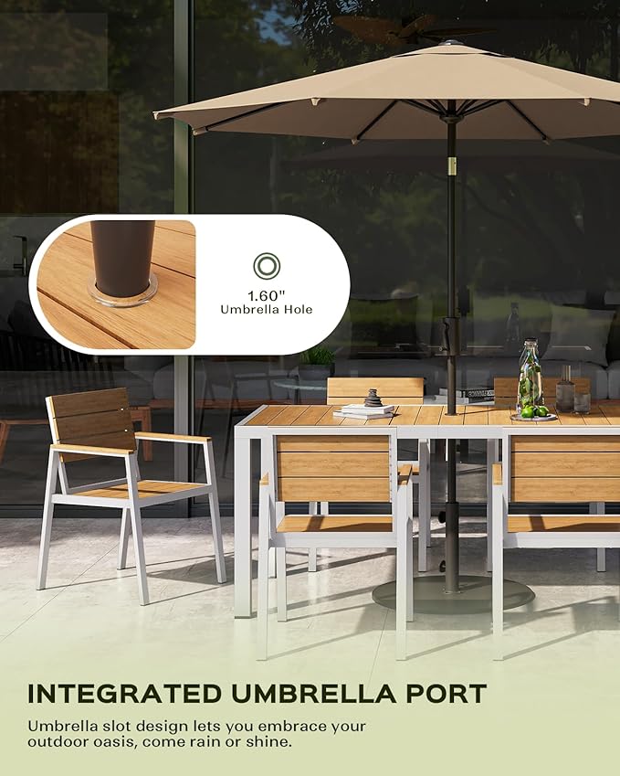 67" HDPS Outdoor Patio Dining Table, Aluminum-Edged Outdoor Dining Table - Image 6
