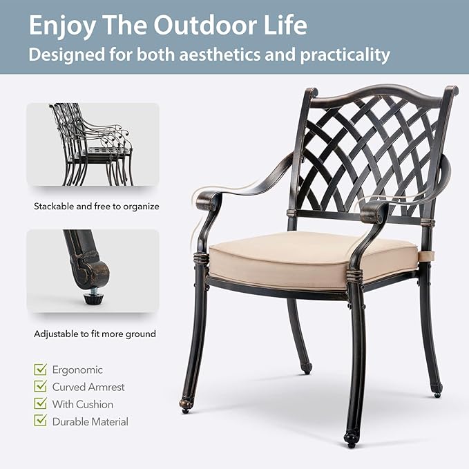 9-Piece Cast Aluminum Patio Furniture, Outdoor Dining Sets - Image 6