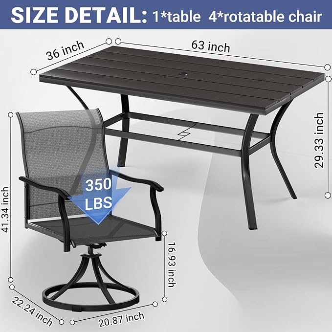 LEVELEVE 7 Piece Outdoor Patio Dining Set - Image 5