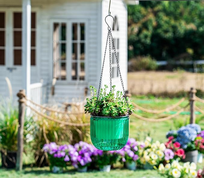 Melphoe 2 Pack Self Watering Hanging Planters Indoor Flower Pots, 6.5 Inch - Image 3