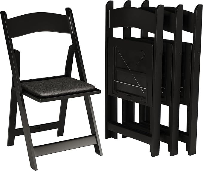 SIMPLEX 12 Black Resin Stackable Folding Chair by Simplex