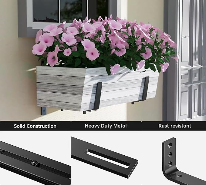 Y&M 6 Pack Adjustable Planter Box Brackets, Universal Window Box Brackets - Image 6