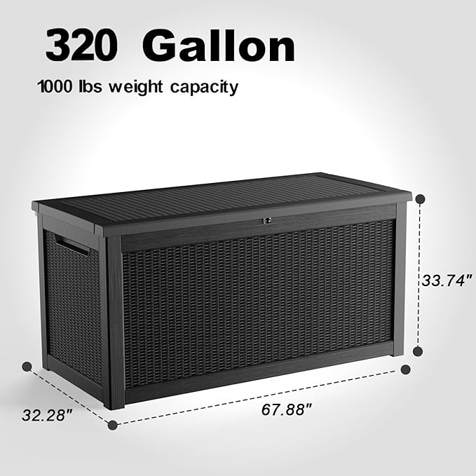 320 Gallon Outdoor Storage Box, Large Waterproof UV Resistant Deck Box - Image 2