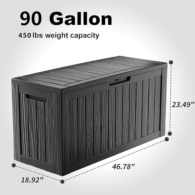 90 Gallon Waterproof Outdoor Storage Box, Resin Deck Box, Lockable Outside - Image 2