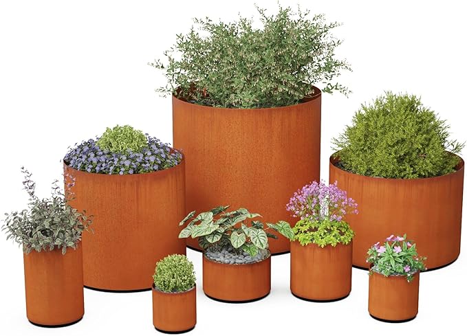 Plantercraft Corten Steel Planters | 24" High Large Round Planters - Image 6