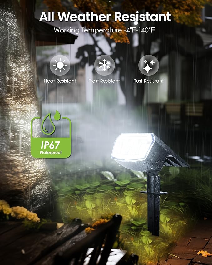 Solar Spot Lights Outdoor IP67 Waterproof 10 Pack, 63 LED 3 Modes Solar - Image 7