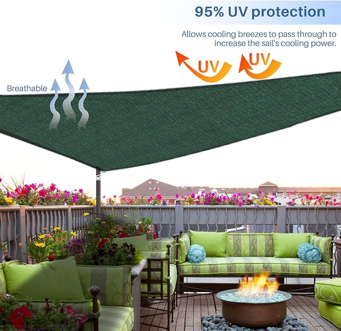 E&K Sunrise 3' x 3' x 3' Sun Shade Sail Triangle Canopy Shade Cover UV Block - Image 5
