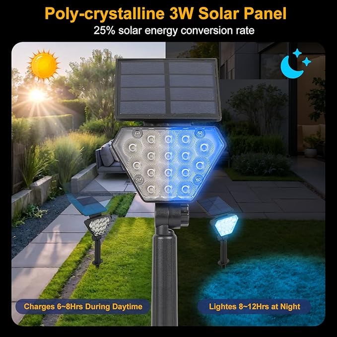 T-SUN Solar Lights Outdoor Waterproof IP65, 12 Pack LED Solar Spot Lights Color - Image 4