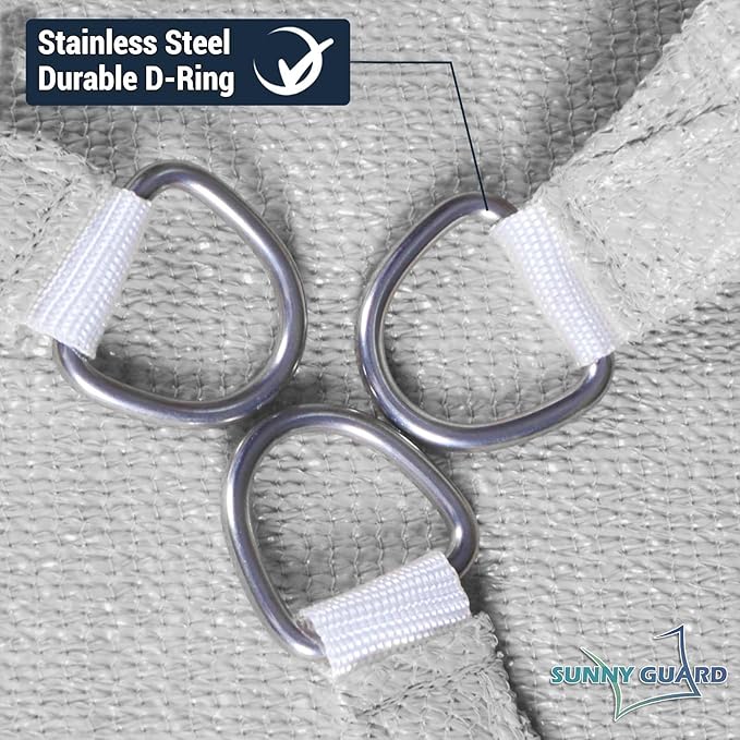 SUNNY GUARD Custom Size 18'x18'x18' Silver Grey Sun Shade Sail Triangle UV - Image 6