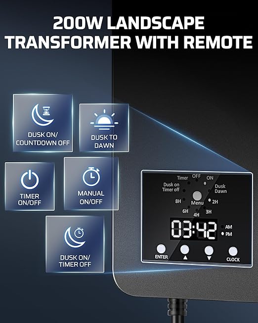 DEWENWILS 200W Low Voltage Landscape Transformer, 120V AC to 15V DC, Outdoor - Image 3