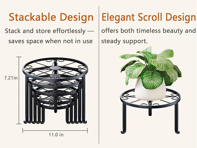 5 Pack Metal Plant Stands 5-Pack Round Supports Display Rack Tiered Plant Stand - Image 5