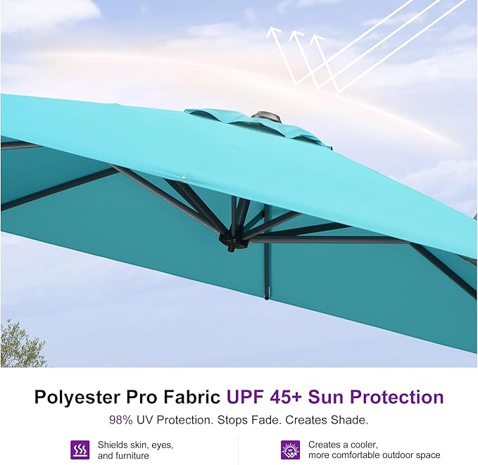PURPLE LEAF 9 Feet Patio Umbrella Outdoor Cantilever Square Umbrella Aluminum - Image 5
