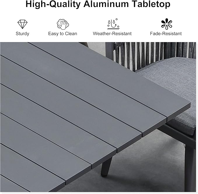 PURPLE LEAF 5 Pieces Oversized Square Outdoor Dining Set - Image 6