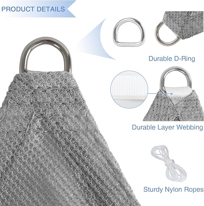 E&K Sunrise 28' x 28' x 28' Sun Shade Sail Triangle Canopy Shade Cover UV Block - Image 4