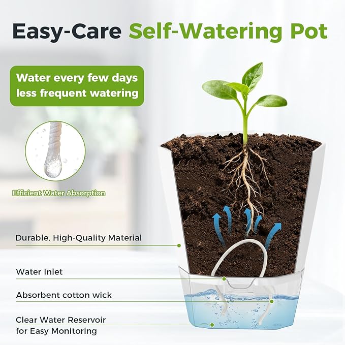 2 Pack Self Watering Pots for Plants, 8.4" Self Watering Planters Large African - Image 5