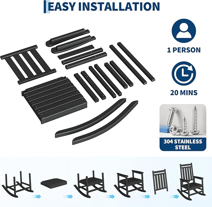 HDPE Rocking Chair Outdoor Set of 4 - Image 5