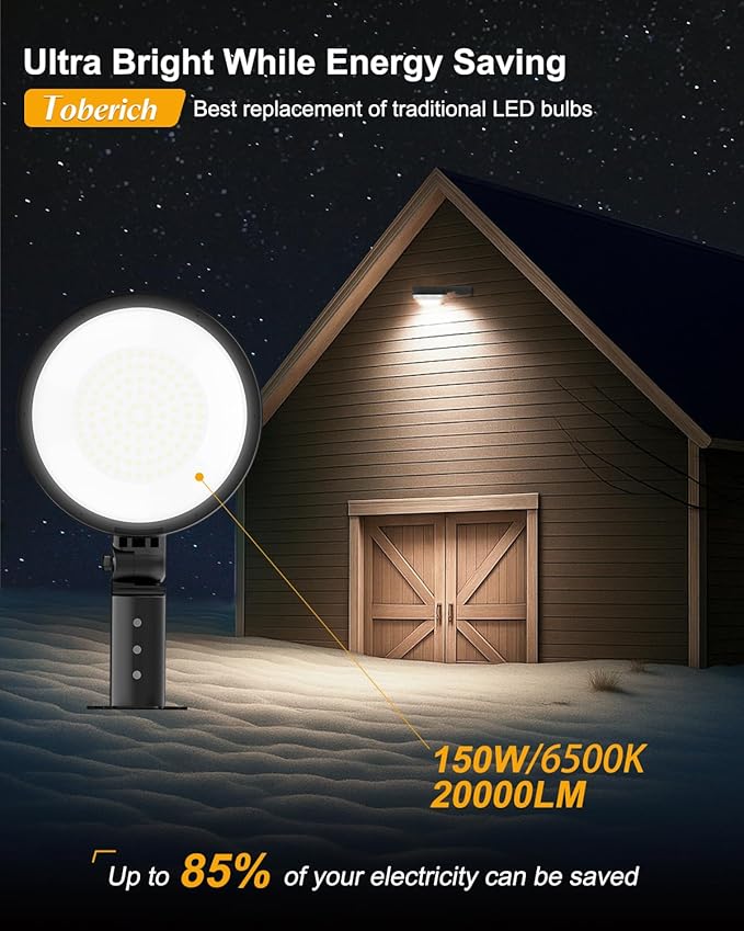 LED Barn Light 2 Packs, 150W 20000LM Yard Area Lights Dusk to Dawn Outdoor - Image 2