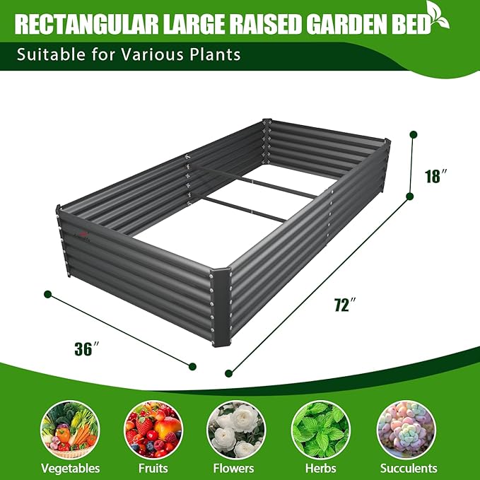 A ANLEOLIFE 6X3X1.5 ft Galvanized Raised Garden Beds Outdoor, Rectangular Metal - Image 6