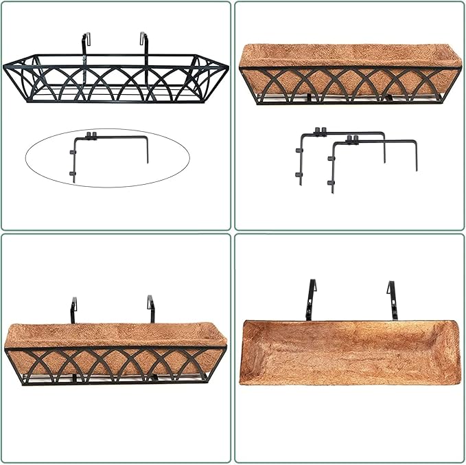 HFHOME 4 Pcs 30" Window Box Deck Railing Planter - Image 8