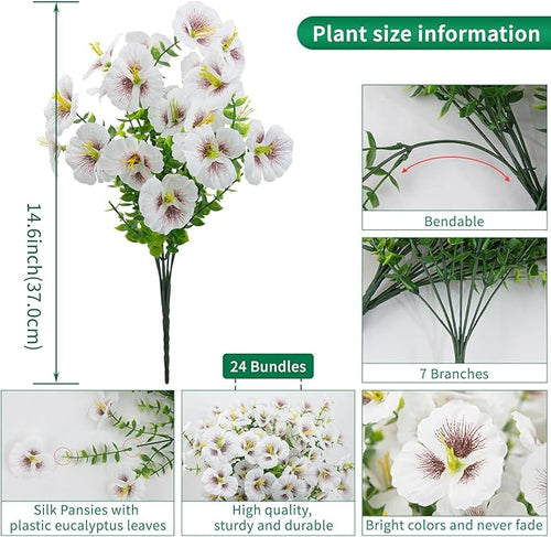 24 Bundles Artificial Pansy Flowers - Image 2