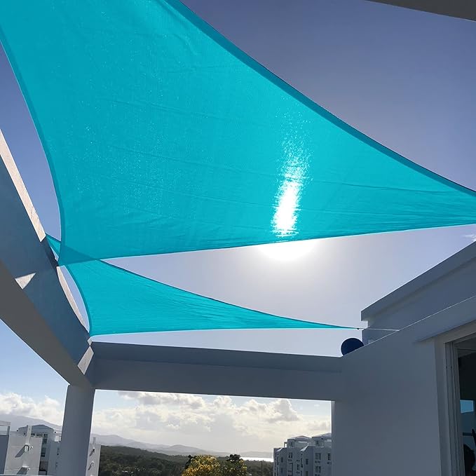SUNNY GUARD Custom Size 9'x12'x15'Turquoise Blue Sun Shade Sail Right Triangle by SUNNYGUARD