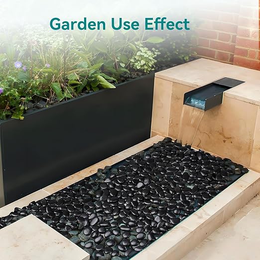 15 lbs Black Rocks for Planters, Polished Garden Stones for Outdoor Landscaping - Image 4