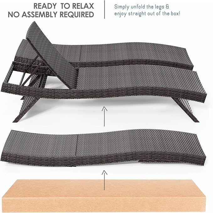 Nestl Chaise Lounge Chair Outdoor Set of 2, Wicker Patio Lounge Chair, Outdoor - Image 4