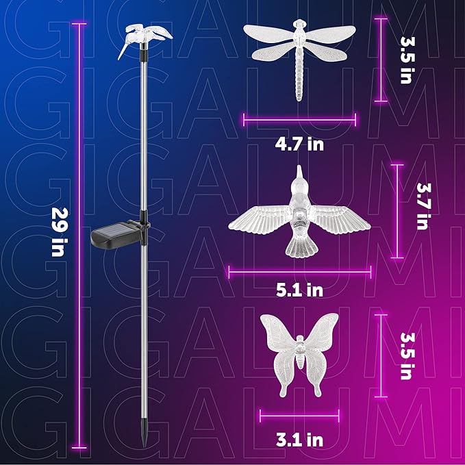 GIGALUMI Solar Garden Lights, 6 Pack Solar Butterfly Lights Decoration - Image 4