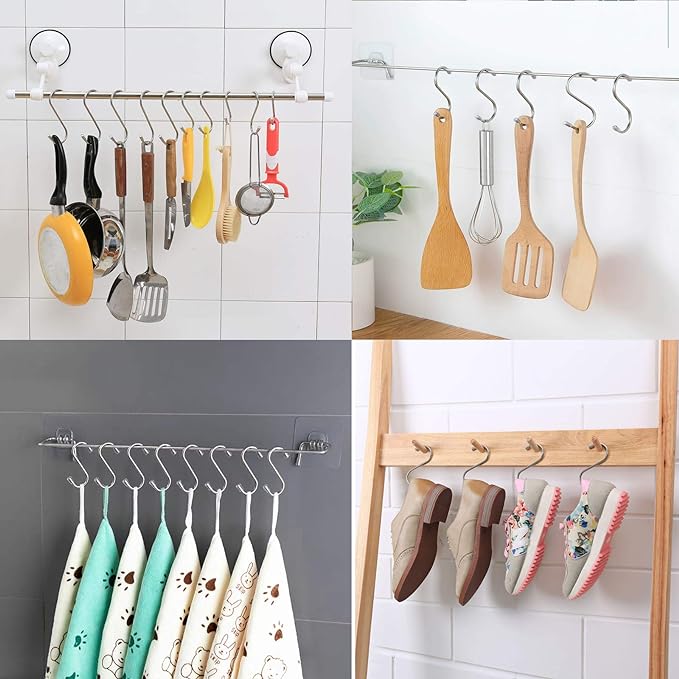 Myfolrena 20 Pack S Hooks for Hanging, 3.4 Inch Metal S Shaped Hook Heavy Duty - Image 4