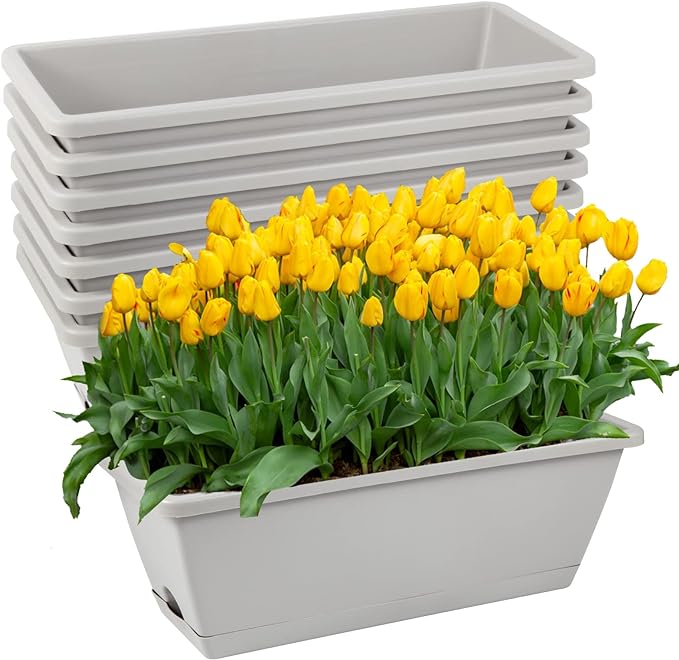 8pcs Window Box Planter, 17 Inches Flower Window Boxes, Rectangle Planters Box by Hananojia
