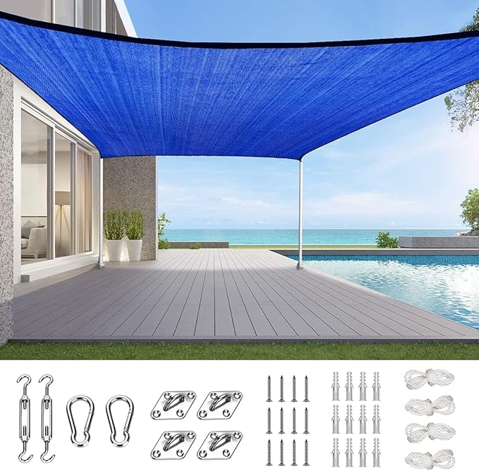 Quictent 20x16ft 185G HDPE Rectangle Sun Shade Sail Canopy 98% UV Block Outdoor by QUICTENT