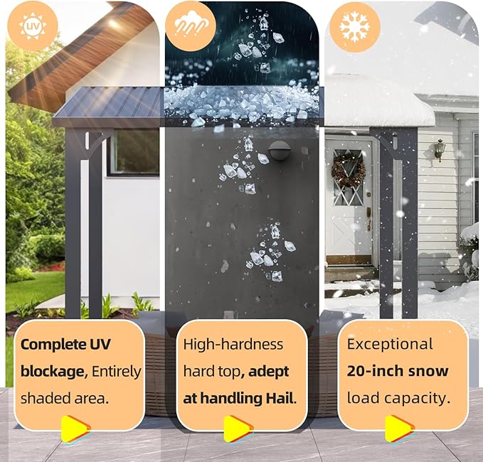 AECOJOY 8' x 5' Hardtop Grill Gazebo Outdoor Pergola, Small Heavy Duty Lean to - Image 3