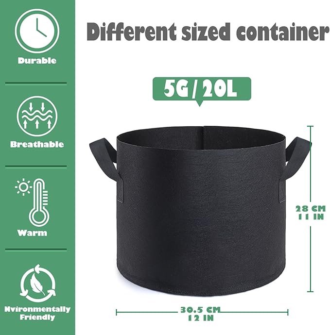 GROWTNT 5 Gallon Grow Bags 24 Pack, 5 Gallon Fabric Pots, Garden Bags to Grow - Image 2