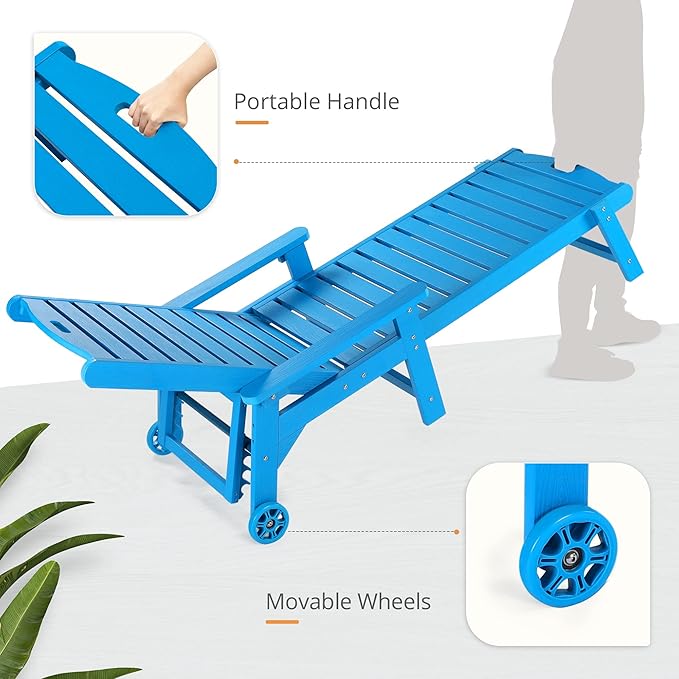 LUE BONA Outdoor Chaise Lounge Chairs Set of 2, 5 Positions Adjustable Lounge - Image 5